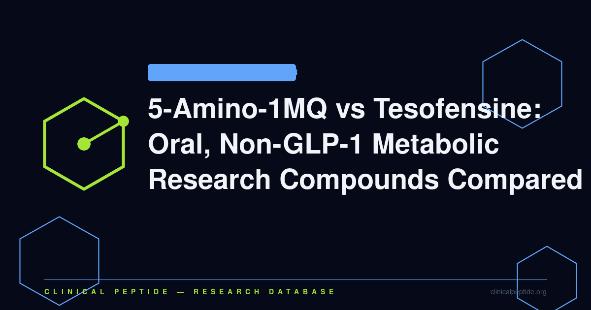 Abstract hexagonal molecule motif representing 5-Amino-1MQ and Tesofensine non-GLP-1 metabolic research compounds.