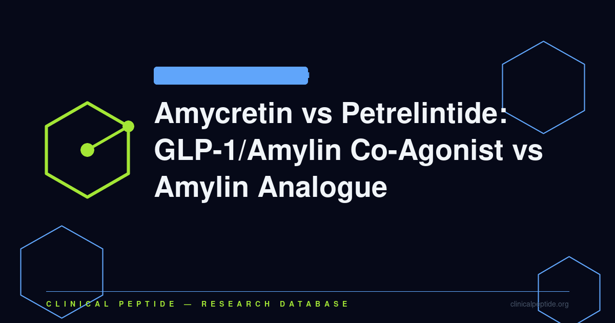Abstract dual-receptor motif representing amycretin GLP-1 and amylin co-agonism versus petrelintide amylin analogue research.
