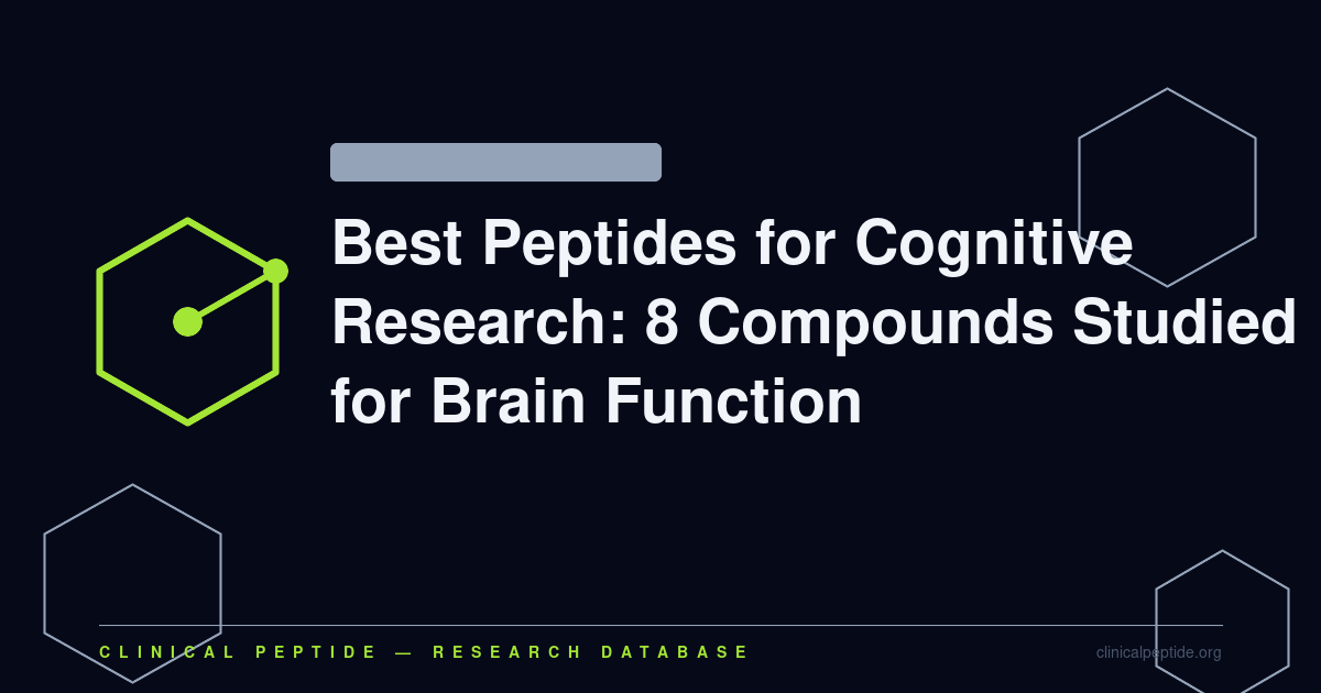 Abstract hexagonal molecule motif representing eight peptides studied in cognitive neuroscience and neuroprotection research.