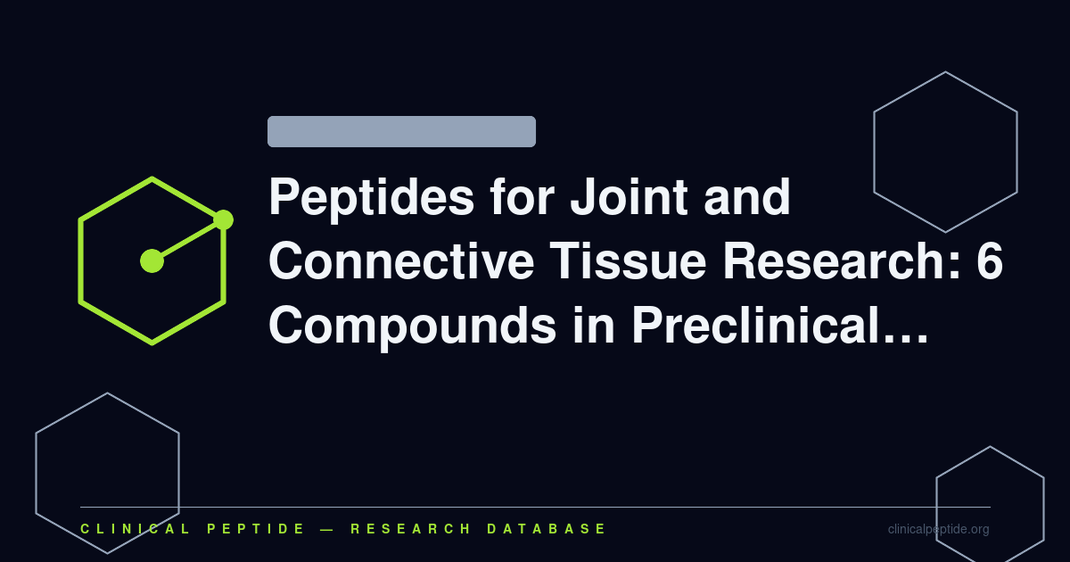 Abstract molecular diagram representing peptide research compounds studied for joint and connective tissue repair, including BPC-157, TB-500, and GHK-Cu.