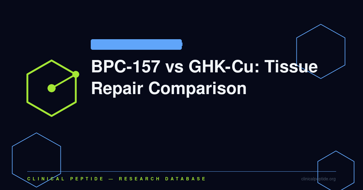Abstract hexagonal molecule motif representing the BPC-157 and GHK-Cu tissue repair peptide comparison.