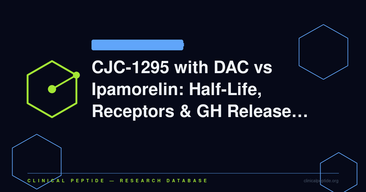Abstract hexagonal molecular motif representing the CJC-1295 with DAC and Ipamorelin growth hormone secretagogue comparison.
