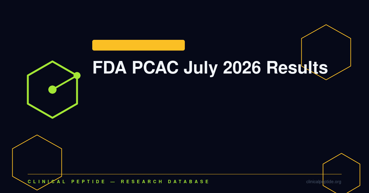 Abstract regulatory policy motif representing the FDA PCAC July 2026 committee recommendations for seven 503A peptide compounds.