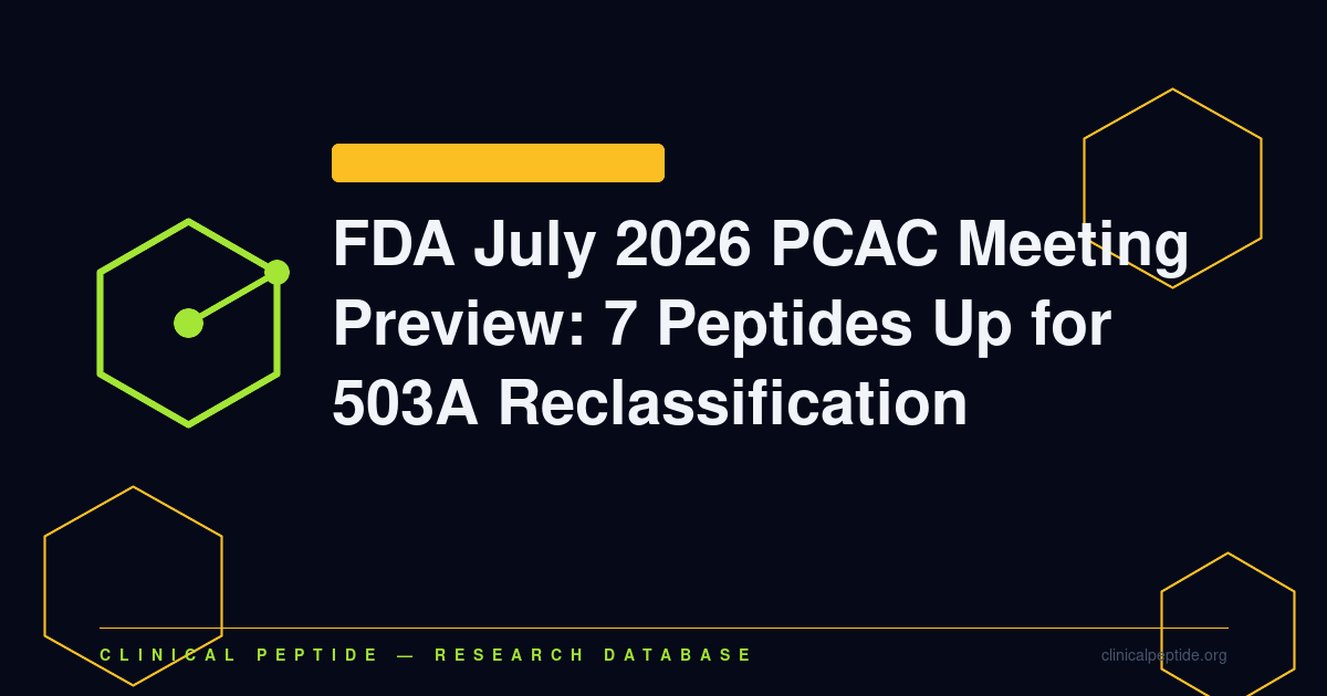 Abstract regulatory diagram representing the Semax FDA PCAC July 2026 503A withdrawn status and research access review.
