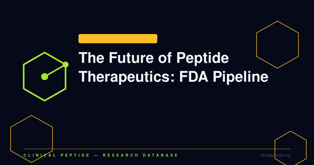 Abstract regulatory motif representing the FDA peptide therapeutics approval pipeline and clinical development.