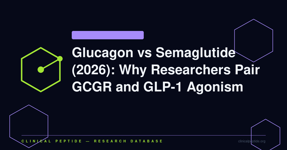 Abstract molecular motif contrasting glucagon receptor and GLP-1 receptor signalling in glucagon vs semaglutide research.