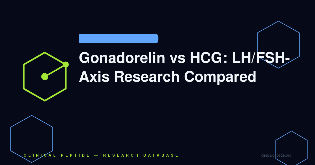 Abstract diagram of the hypothalamic-pituitary-gonadal axis illustrating gonadorelin and HCG receptor targets in LH/FSH research.