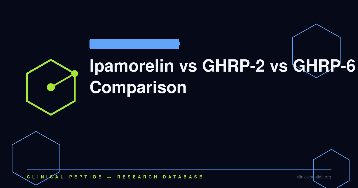 Abstract molecular diagram representing Ipamorelin, GHRP-2, and GHRP-6 ghrelin mimetic research comparison.