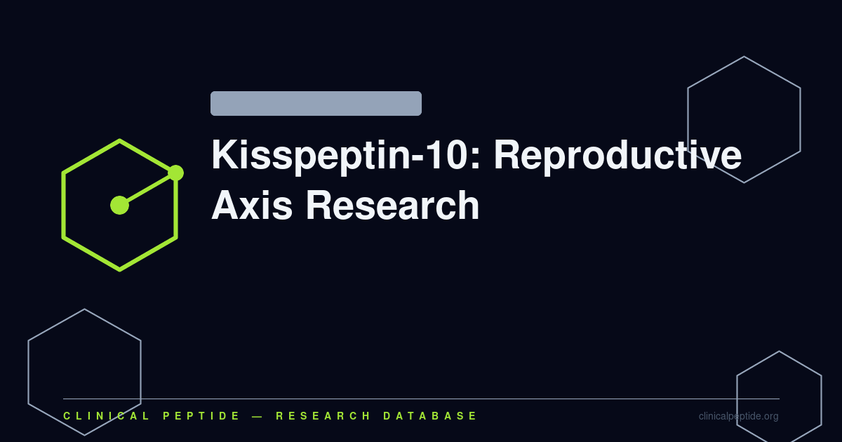Hexagonal scientific motif representing Kisspeptin-10 reproductive axis and HPG signaling research.