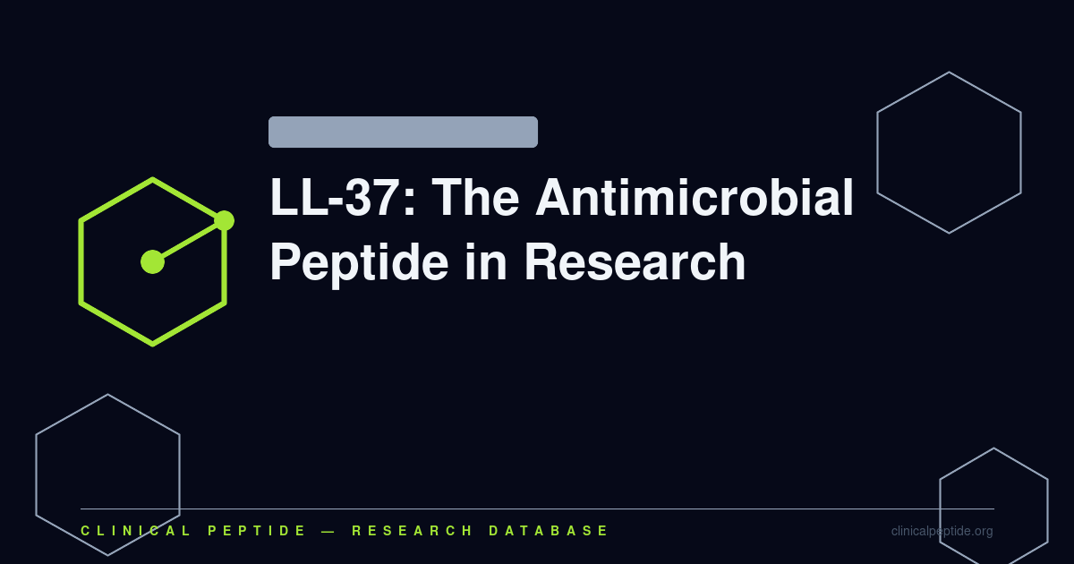 Hexagonal molecular motif representing LL-37 antimicrobial and immunomodulatory cathelicidin research.