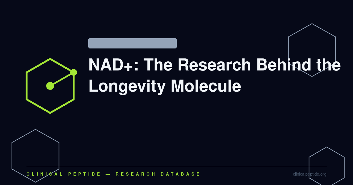 Hexagonal scientific motif representing NAD+ coenzyme research in cellular energy metabolism and longevity studies.