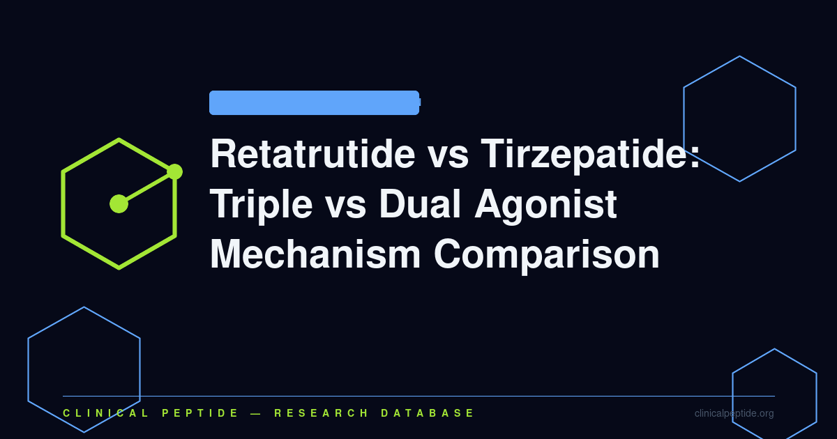 Abstract molecular receptor diagram representing the comparison between retatrutide triple agonist and tirzepatide dual agonist mechanisms.