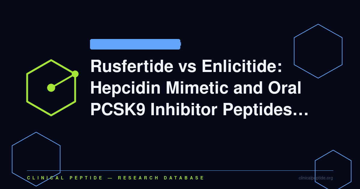 Abstract hexagonal molecule motif contrasting an injectable hormone-mimetic peptide with an oral macrocyclic peptide.