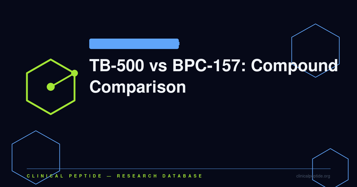 Geometric hexagonal comparison diagram representing TB-500 and BPC-157 tissue repair peptide research.