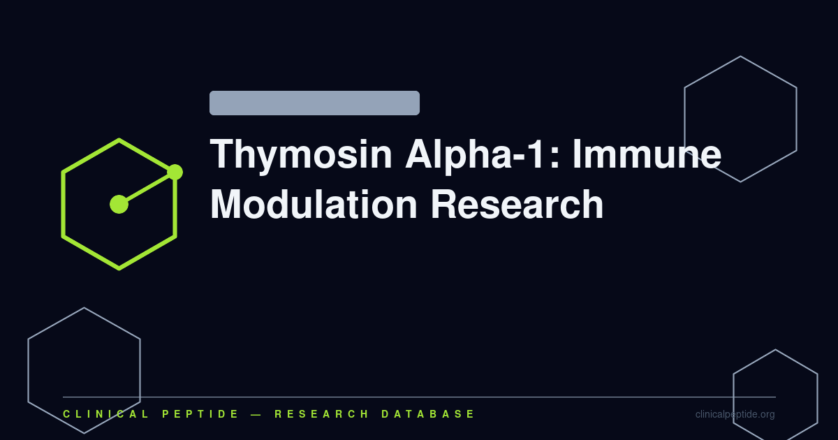 Hexagonal molecular diagram representing Thymosin Alpha-1 thymic peptide immune modulation research.