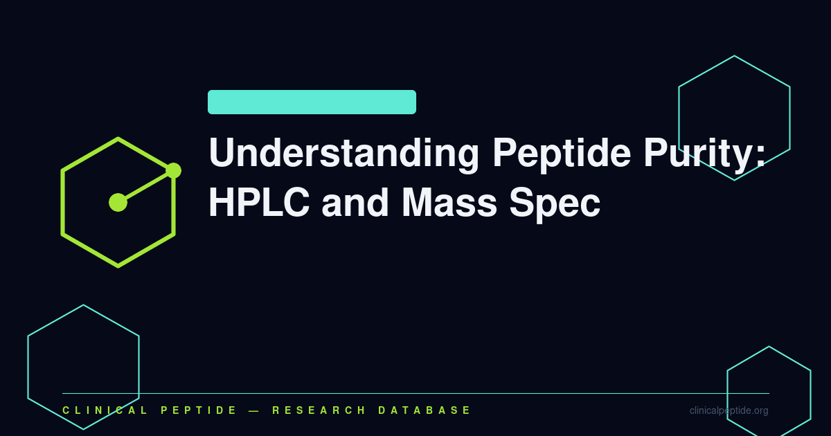 Abstract analytical diagram representing HPLC chromatography and mass spectrometry peptide purity verification.