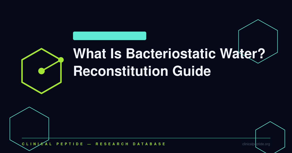 Abstract scientific motif representing bacteriostatic water composition and peptide reconstitution methodology.